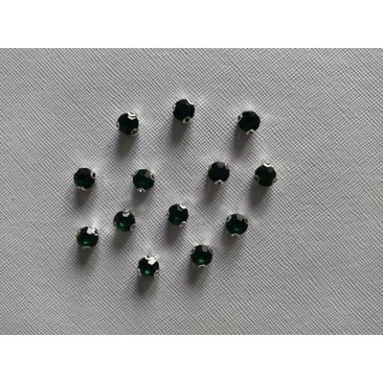 Стразы пришивные SS35 "Круг" изумрудный №5, цена за 10 шт