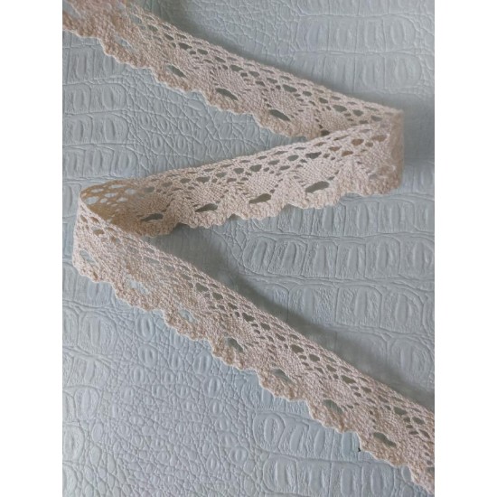 Кружево вязаное (хлопок) 25мм цв. бежевый, цена за 1 м