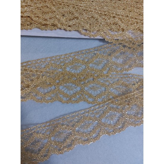 Кружево вязаное(люрекс)цв.золото 40мм, цена за 1 м