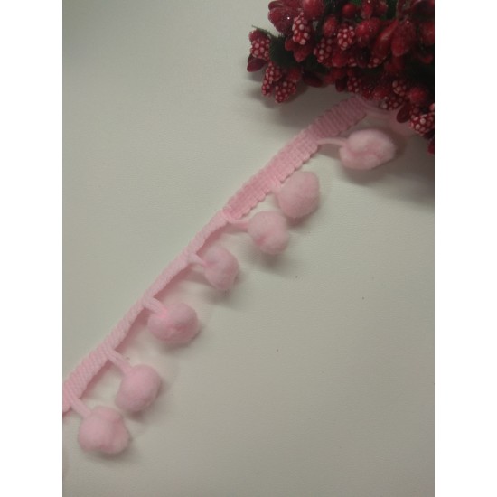 Тесьма с помпонами цв. светло-розовый, цена за 1 м