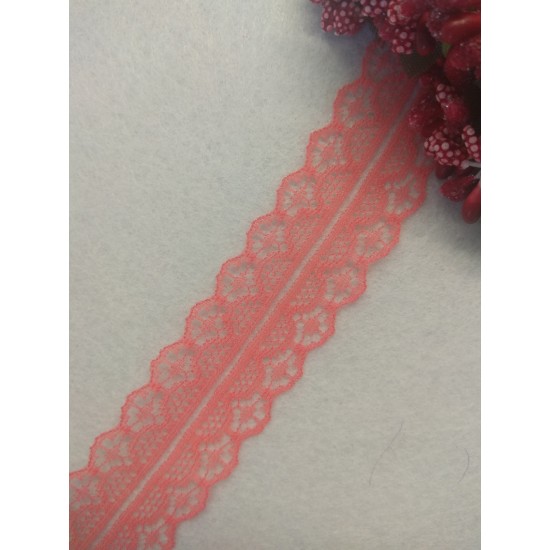 Кружево 3 см цв. коралловый, цена за 1 м