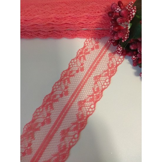 Кружево 4 см (цв. коралловый), цена за 1 м