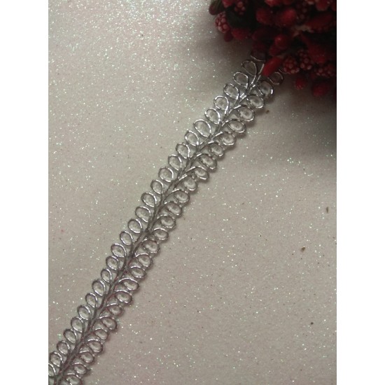 Тесьма декоративная 1,5 см серебряная 10-212, цена за 1 м