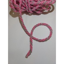 Шнур витой 6 мм цв. бело-розовый, цена за 3 м