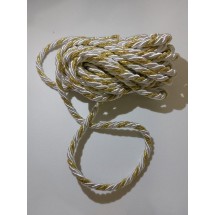 Шнур витой 6 мм цв. бело-золотой, цена за 3 м