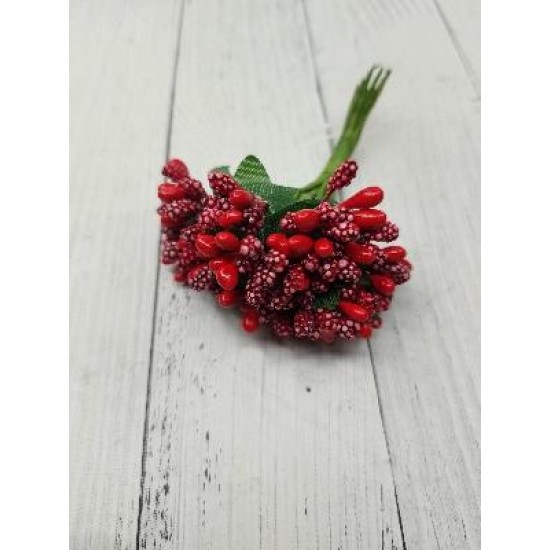 Тычинки на проволоке в пучках (12 шт), цв. темно-красный, цена за пучок