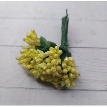 Тычинки с блестками на проволоке (12 шт) цв. желтый, цена за пучок