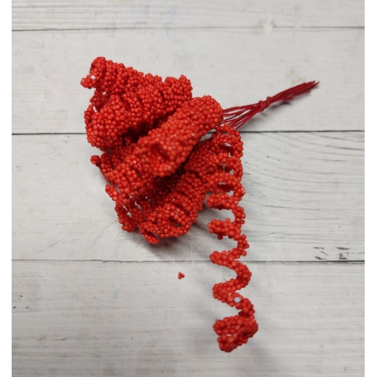 Спиральки на проволоке в пучках (12 шт) цв. красный,  цена за пучок