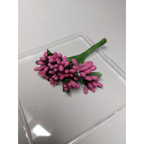 Тычинки матовые на проволоке в пучках (12 шт), цв. темно-розовый,  цена за пучок