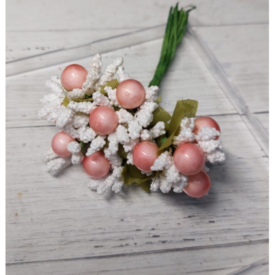 Тычинки на проволоке (10 шт) цв. бело-персиково-розовый, цена за пучок