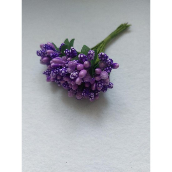 Тычинки на проволоке в пучках (12 шт), цв. фиолетовый 1, цена за пучок