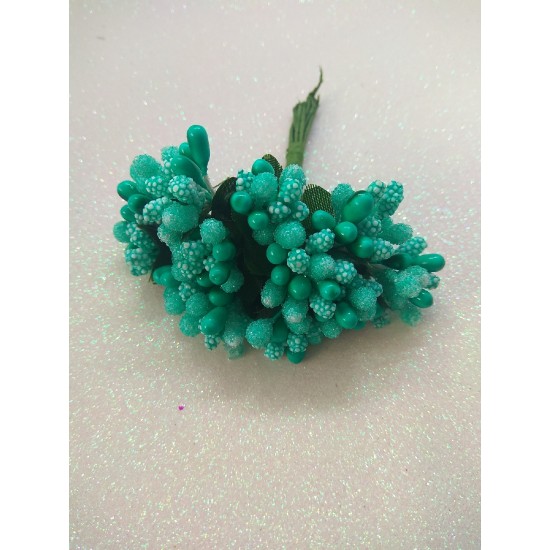 Тычинки на проволоке в пучках (12 шт), цв. темно-бирюзовый,  цена за пучок