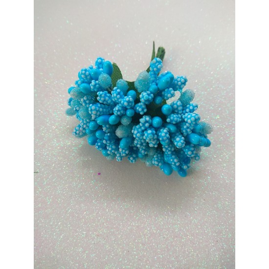 Тычинки на проволоке в пучках (12 шт), цв. голубой, цена за пучок