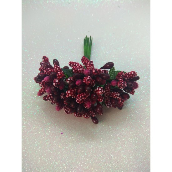 Тычинки на проволоке в пучках (12 шт), цв. винный, цена за пучок