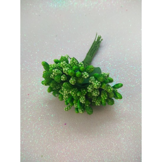 Тычинки на проволоке в пучках (12 шт), цв. зеленый, цена за пучок