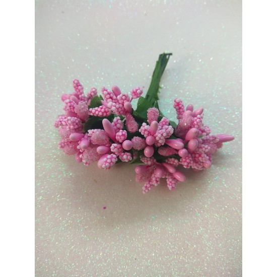 Тычинки на проволоке в пучках (12 шт), цв. розовый,  цена за пучок