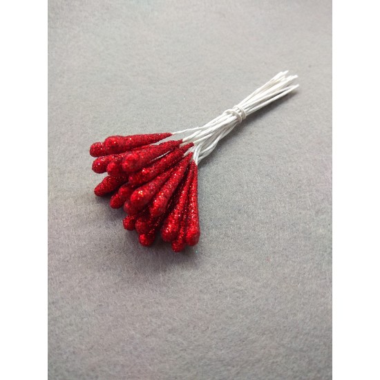 Тычинки на проволоке цв. красный, цена за 20 шт