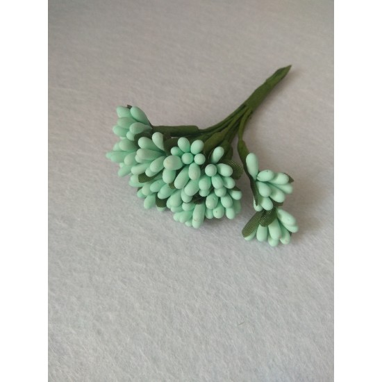 Тычинки матовые на проволоке в пучках (12 шт), цв. мятный,  цена за пучок