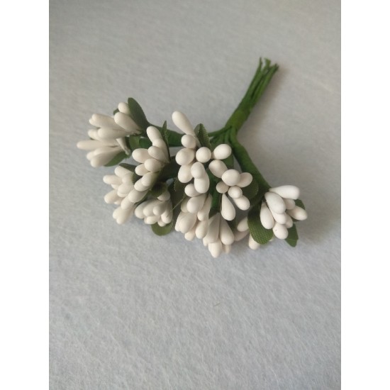 Тычинки матовые на проволоке в пучках (12 шт), цв. белый,  цена за пучок