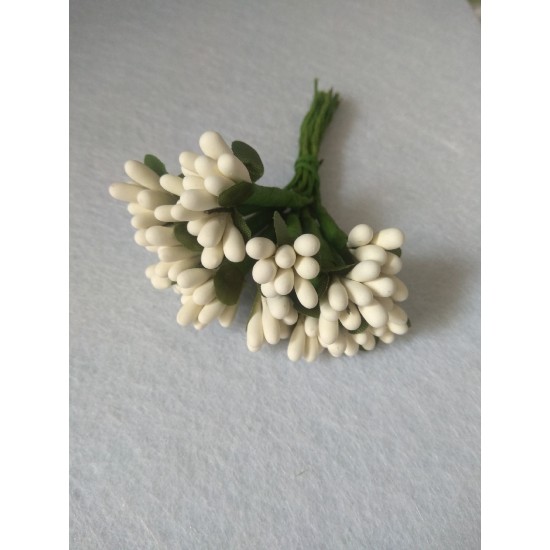 Тычинки матовые на проволоке в пучках (12 шт), цв. молочный,  цена за пучок