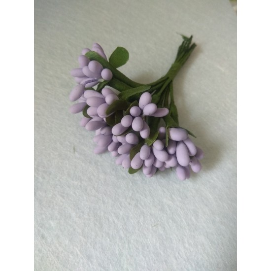 Тычинки матовые на проволоке в пучках (12 шт), цв. фиолетовый,  цена за пучок