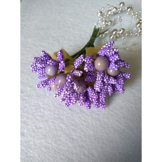 Тычинки на проволоке (10 шт) цв. фиолетовый, цена за пучок