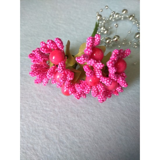 Тычинки на проволоке (10 шт) цв. малиновый, цена за пучок