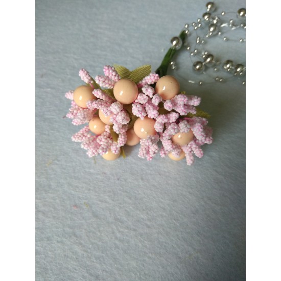 Тычинки на проволоке (10 шт) цв. персиково-розовый, цена за пучок