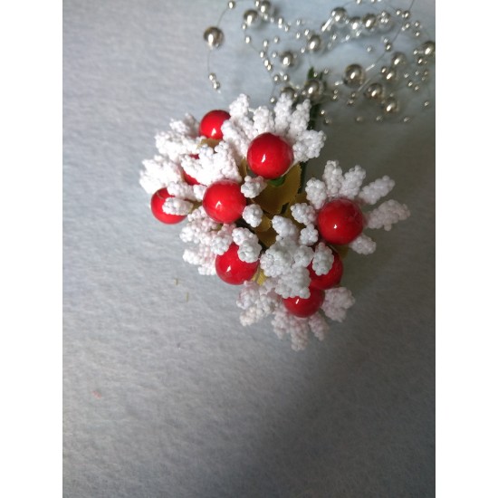 Тычинки на проволоке (10 шт) цв. бело-красный, цена за пучок