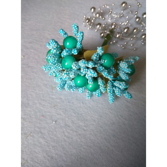 Тычинки на проволоке (10 шт) цв. голубой, цена за пучок