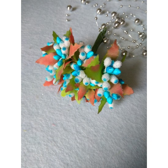 Тычинки на проволоке (10 шт) цв. голубой, цена за пучок