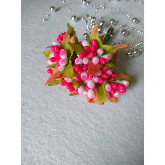 Тычинки на проволоке (10 шт) цв. малиновый, цена за пучок