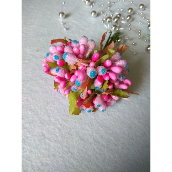 Тычинки на проволоке (10 шт) цв. розовый, цена за пучок