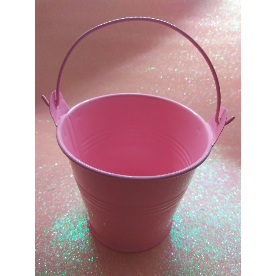 Ведро декоративное (металл)розовое 7см х 7,7см, цена за 1 шт