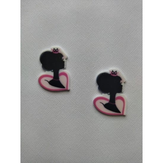 Кабошон-вырубка "Принцесса, силуэт" 2,5*3,6 см, цена за 1 шт