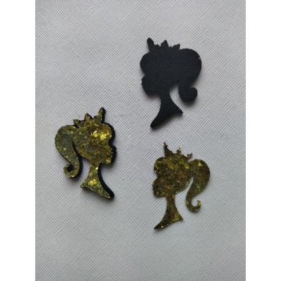 Лазерная вырубка из кожзама "Силуэт" 2,6*4 см цв. золото,несклеенная, цена за 1 шт