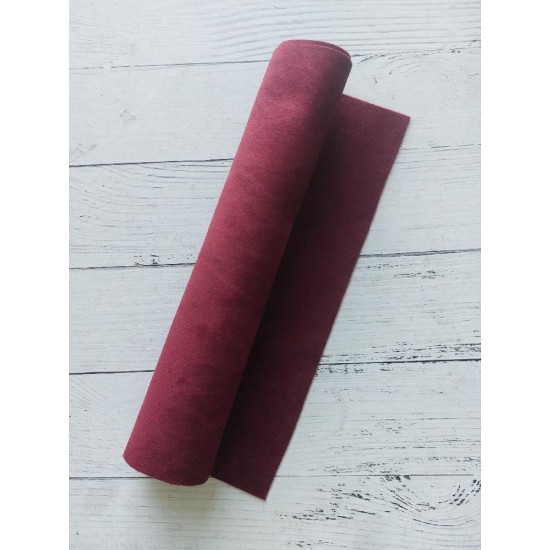 Замша искусственная двусторонняя, цв. темно-бордовый, цена за лист