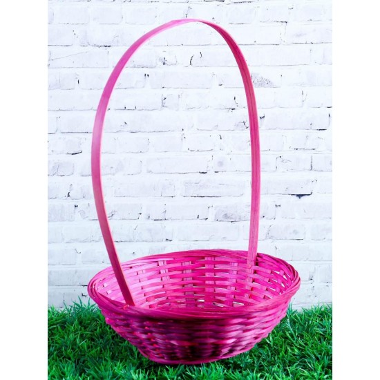 Корзина плетеная (бамбук), d19хh5см, цвет фуксия