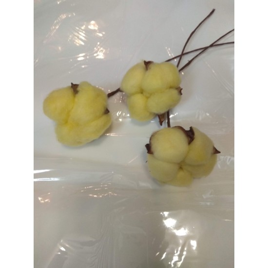 Ветка хлопок одинарный 30 см желтый 10, цена за 1 шт