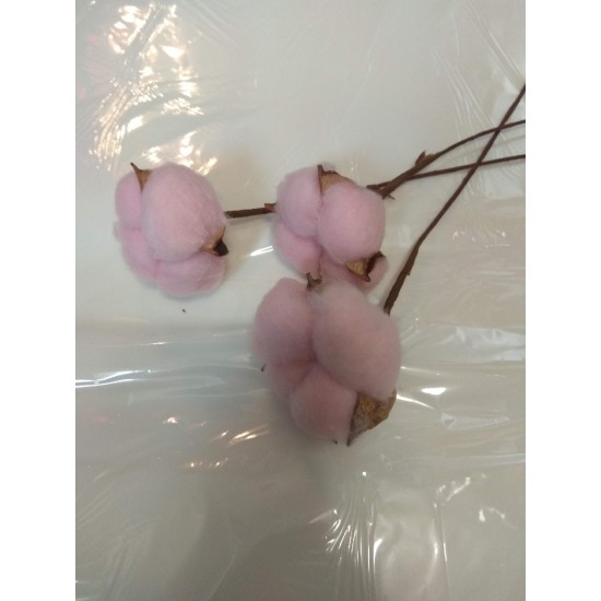 Ветка хлопок одинарный 30 см розовый 41, цена за 1 шт